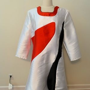 DCC Satin dress white red and black size 18